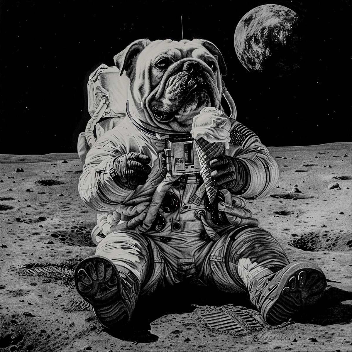 Limited Edition NASA Bulldog In Time Signed Art Print (#/500)